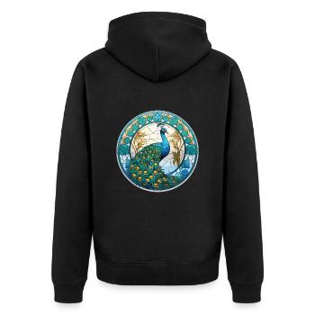 Paon Aquarelle colorée Illustration d’animaux - Veste à capuche bio Premium Unisexe - noir - Dos - Nico (187cm)