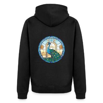 Paon Aquarelle colorée Illustration d’animaux - Veste à capuche bio Premium Unisexe - noir - Dos - Nico (187cm)