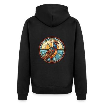 Fasan Bunte Aquarell-Tierillustration - Unisex Premium Bio Zip Hoodie - Schwarz - Hinten - Nico (187cm)