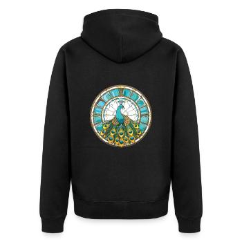 Paon Aquarelle colorée Illustration d’animaux - Veste à capuche bio Premium Unisexe - noir - Dos - Nico (187cm)