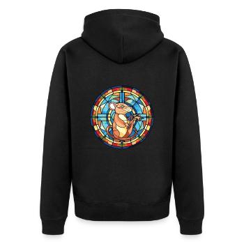 Ratte Buntes Aquarell Tier Haustier Illustration - Unisex Premium Bio Zip Hoodie - Schwarz - Hinten - Nico (187cm)