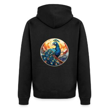 Paon Aquarelle colorée Illustration d’animaux - Veste à capuche bio Premium Unisexe - noir - Dos - Nico (187cm)