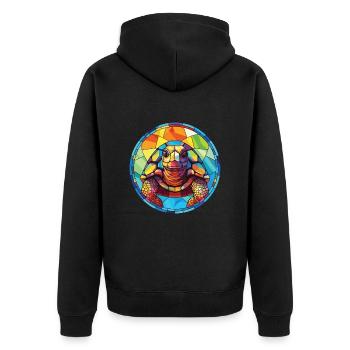 Turtle Colorful Watercolor Animal Pet Illustration - Unisex Premium Organic Zip Hoodie - black - Back - Nico (187cm)