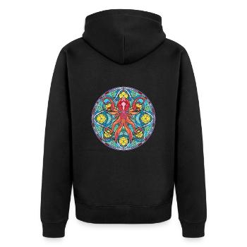 Tintenfisch Buntes Aquarell Tier Haustier Illustration - Unisex Premium Bio Zip Hoodie - Schwarz - Hinten - Nico (187cm)