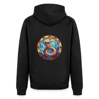 Schlange Buntes Aquarell Tier Haustier Illustration - Unisex Premium Bio Zip Hoodie - Schwarz - Hinten - Nico (187cm)