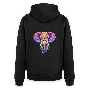 Elefant Bunte Aquarell-Tierillustration - Unisex Premium Bio Zip Hoodie - Schwarz - Hinten - Nico (187cm)