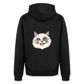 Katze Buntes Aquarell Tier Katze Illustration - Unisex Premium Bio Zip Hoodie - Schwarz - Hinten - Nico (187cm)