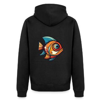 Fish Colorful Watercolor Animal Pet Illustration - Unisex Premium Organic Zip Hoodie - black - Back - Nico (187cm)