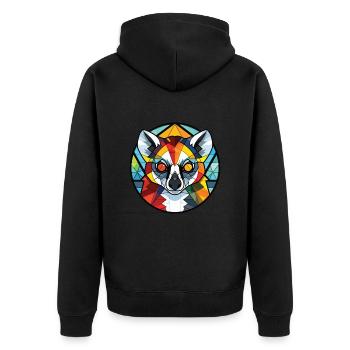 Lemur Colorful Watercolor Animal Pet Illustration - Unisex Premium Organic Zip Hoodie - black - Back - Nico (187cm)
