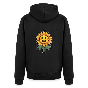Tournesol riant joyeux - Veste à capuche bio Premium Unisexe - noir - Dos - Nico (187cm)