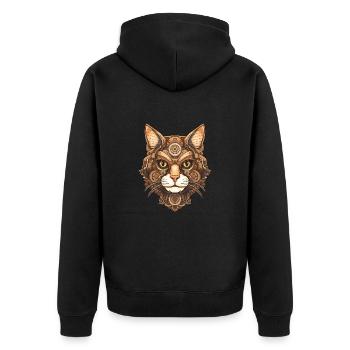 Steampunk Cat Cat Head - Veste à capuche bio Premium Unisexe - noir - Dos - Nico (187cm)