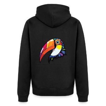 Tukan Tropischer Vogel Buntes Aquarell Tier - Unisex Premium Bio Zip Hoodie - Schwarz - Hinten - Nico (187cm)