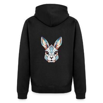 White Rabbit Colorful Watercolor Animal Cartoon - Unisex Premium Organic Zip Hoodie - black - Back - Nico (187cm)