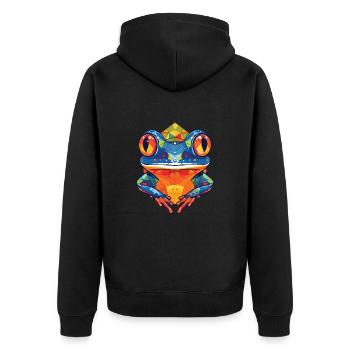 Tree Frog Colorful Watercolor Animal Illustration - Unisex Premium Organic Zip Hoodie - black - Back - Nico (187cm)