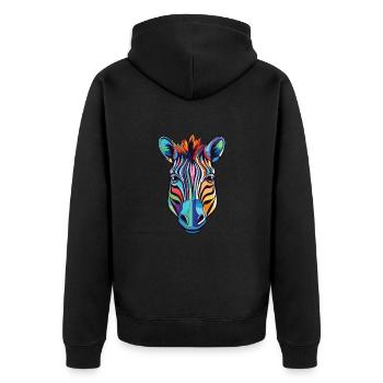 Zebra Colorful Watercolor Animal Pet Illustration - Unisex Premium Organic Zip Hoodie - black - Back - Nico (187cm)