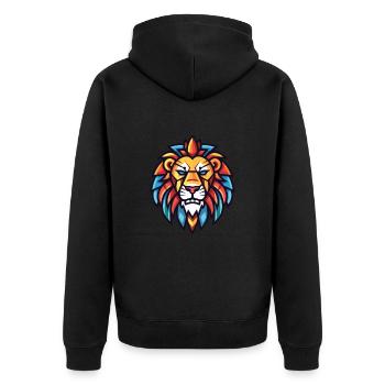 Lion rugissant coloré aquarelle animal dessin animé - Veste à capuche bio Premium Unisexe - noir - Dos - Nico (187cm)