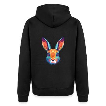 Kaninchen Buntes Aquarell Tier Haustier Illustration - Unisex Premium Bio Zip Hoodie - Schwarz - Hinten - Nico (187cm)