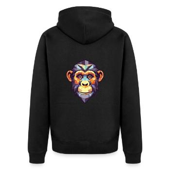 Affe Schimpanse Buntes Aquarell Tier Haustier - Unisex Premium Bio Zip Hoodie - Schwarz - Hinten - Nico (187cm)