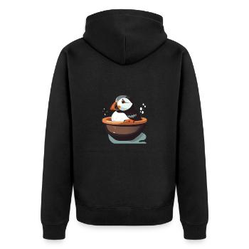 Puffin - Unisex Premium Organic Zip Hoodie - black - Back - Nico (187cm)
