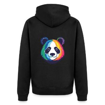 Panda Colorful Watercolor Animal Pet Illustration - Unisex Premium Organic Zip Hoodie - black - Back - Nico (187cm)