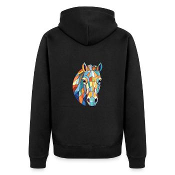 Pferd Buntes Aquarell Tier Haustier Illustration - Unisex Premium Bio Zip Hoodie - Schwarz - Hinten - Nico (187cm)