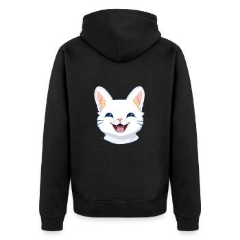 Niedliche Katze bunte Aquarell-Tierillustration - Unisex Premium Bio Zip Hoodie - Schwarz - Hinten - Nico (187cm)