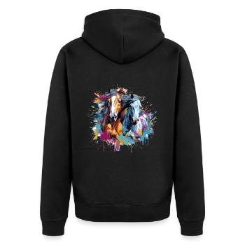 Pferde, Pferde - Unisex Premium Bio Zip Hoodie - Schwarz - Hinten - Nico (187cm)