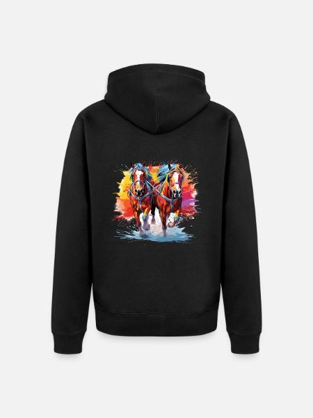 Chevaux de trait, attelage - Veste à capuche bio Premium Unisexe - noir