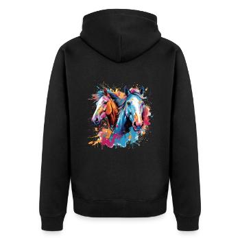 Pferde, Pferde - Unisex Premium Bio Zip Hoodie - Schwarz - Hinten - Nico (187cm)
