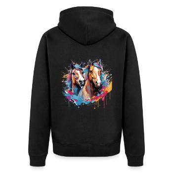 Horses, horses - Unisex Premium Organic Zip Hoodie - black - Back - Nico (187cm)