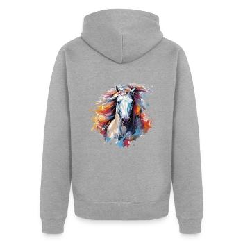 Cheval - Veste à capuche bio Premium Unisexe - gris chiné - Dos - Nico (187cm)
