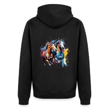 Cheval, chevaux - Veste à capuche bio Premium Unisexe - noir - Dos - Nico (187cm)