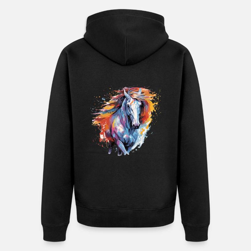 Cheval, horse - Veste à capuche bio Premium Unisexe - noir