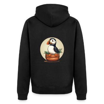 Puffin - Unisex Premium Organic Zip Hoodie - black - Back - Nico (187cm)