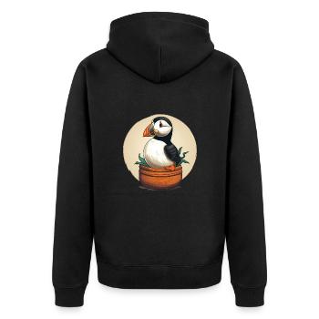 Puffin - Unisex Premium Organic Zip Hoodie - black - Back - Nico (187cm)