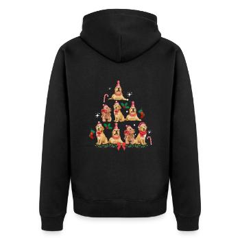 Dog Christmas. dog christmas tree - Unisex Premium Organic Zip Hoodie - black - Back - Nico (187cm)