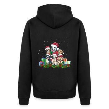 Hunde-Weihnachten - Unisex Premium Bio Zip Hoodie - Schwarz - Hinten - Nico (187cm)