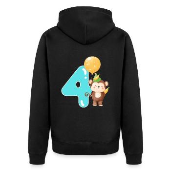 4. Geburtstag. 4 Jahre Geschenk - Unisex Premium Bio Zip Hoodie - Schwarz - Hinten - Nico (187cm)