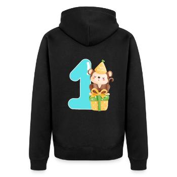 1er anniversaire. Premier anniversaire - Veste à capuche bio Premium Unisexe - noir - Dos - Nico (187cm)