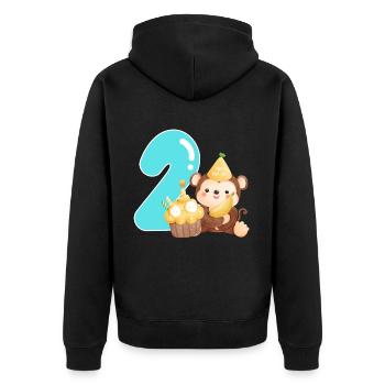 2ème anniversaire - Veste à capuche bio Premium Unisexe - noir - Dos - Nico (187cm)