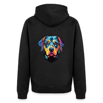 Rottweiler Hund Buntes Aquarell Tier Karikatur - Unisex Premium Bio Zip Hoodie - Schwarz - Hinten - Nico (187cm)