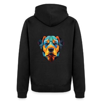 Rottweiler Hund Buntes Aquarell Tier Karikatur - Unisex Premium Bio Zip Hoodie - Schwarz - Hinten - Nico (187cm)
