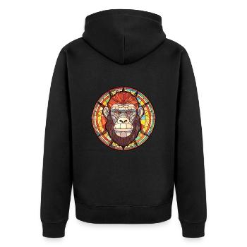 Affe Buntes Aquarell Tier Haustier Illustration - Unisex Premium Bio Zip Hoodie - Schwarz - Hinten - Nico (187cm)