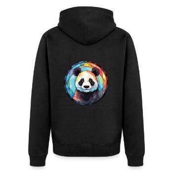 Panda Colorful Watercolor Animal Pet Illustration - Unisex Premium Organic Zip Hoodie - black - Back - Nico (187cm)