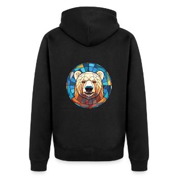 Bär Buntes Aquarell Tier Haustier Illustration - Unisex Premium Bio Zip Hoodie - Schwarz - Hinten - Nico (187cm)