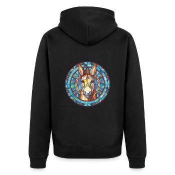 Donkey Colorful Watercolor Animal Pet Illustration - Unisex Premium Organic Zip Hoodie - black - Back - Nico (187cm)