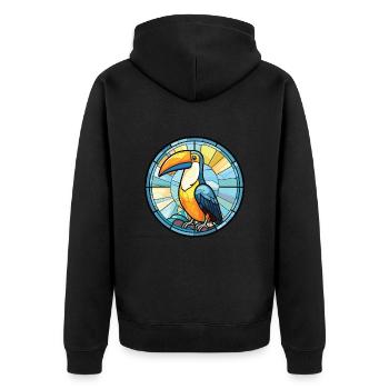 Toucan Aquarelle colorée Animal Animal Illustration - Veste à capuche bio Premium Unisexe - noir - Dos - Nico (187cm)