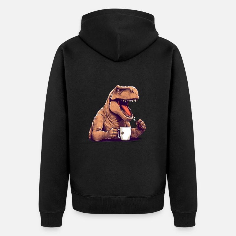 Dino Café Matin Grouch Dinosaure - Veste à capuche bio Premium Unisexe - noir