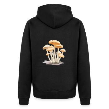 Mushroom Mushroom Collecting - Unisex Premium Organic Zip Hoodie - black - Back - Nico (187cm)