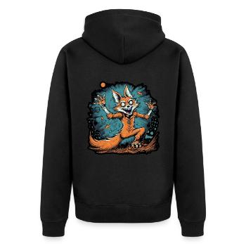 Halloween Fuchs Skelett - Unisex Premium Bio Zip Hoodie - Schwarz - Hinten - Nico (187cm)